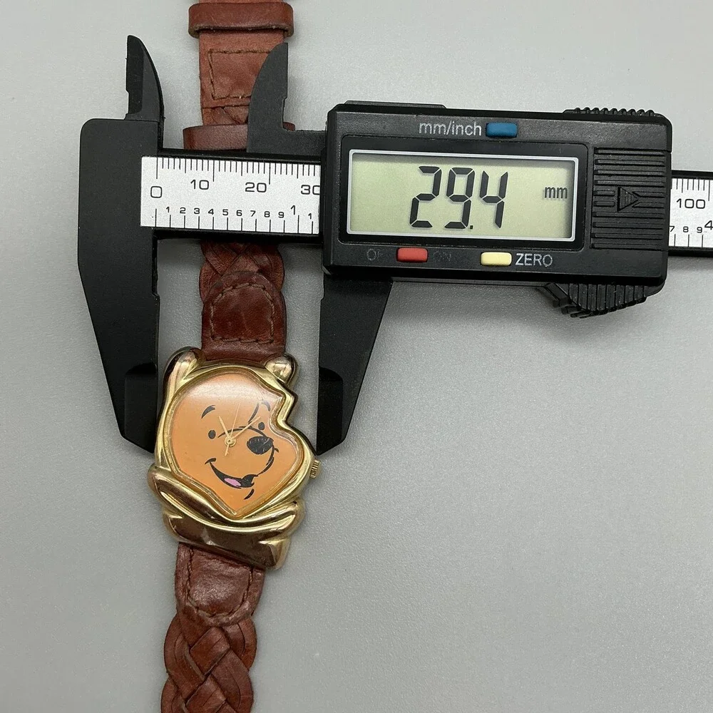 Timex Disney Pooh Girls Watch 29mm Gold Tone Brown Leather Band New Battery